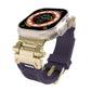 Purple TPU watch band with gold-tone stainless steel connectors and buckle
