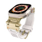 White TPU watch band with gold-tone stainless steel connectors and buckle