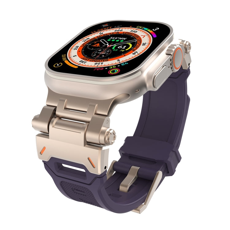 Apple Watch band with purple TPU strap and silver-tone stainless steel connector