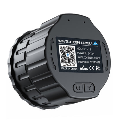 Black WiFi telescope camera eyepiece with label and two side buttons