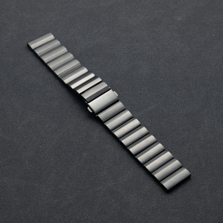 Dark gray titanium alloy watch band with flat, segmented links