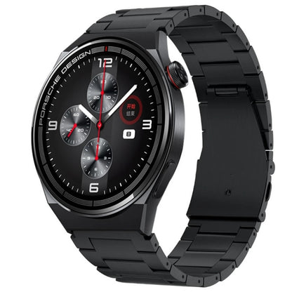 Black metal link watch band fitted to a smartwatch