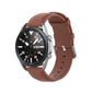 Brown leather smartwatch strap with round tail, 20mm width and metal buckle
