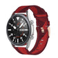 Woven nylon watch strap in red with dark plaid texture for Galaxy Watch