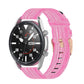 Woven nylon watch strap in pink with adjustable pin-and-hole end