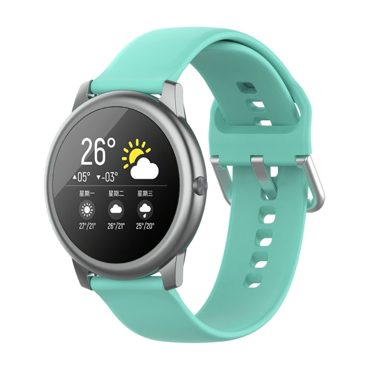 22mm silicone watch strap with silver buckle for Xiaomi Haylou Solar LS05, light teal