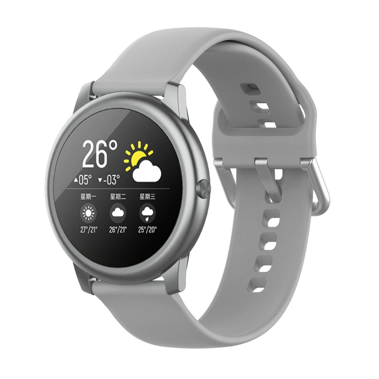 22mm silicone watch strap with silver buckle for Xiaomi Haylou Solar LS05, gray