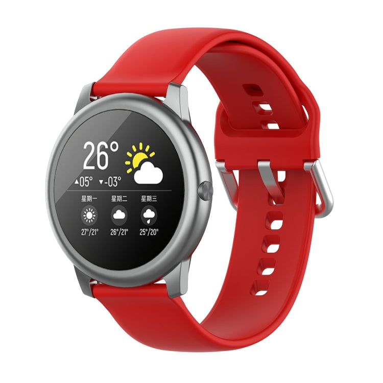 22mm silicone watch strap with silver buckle for Xiaomi Haylou Solar LS05, red