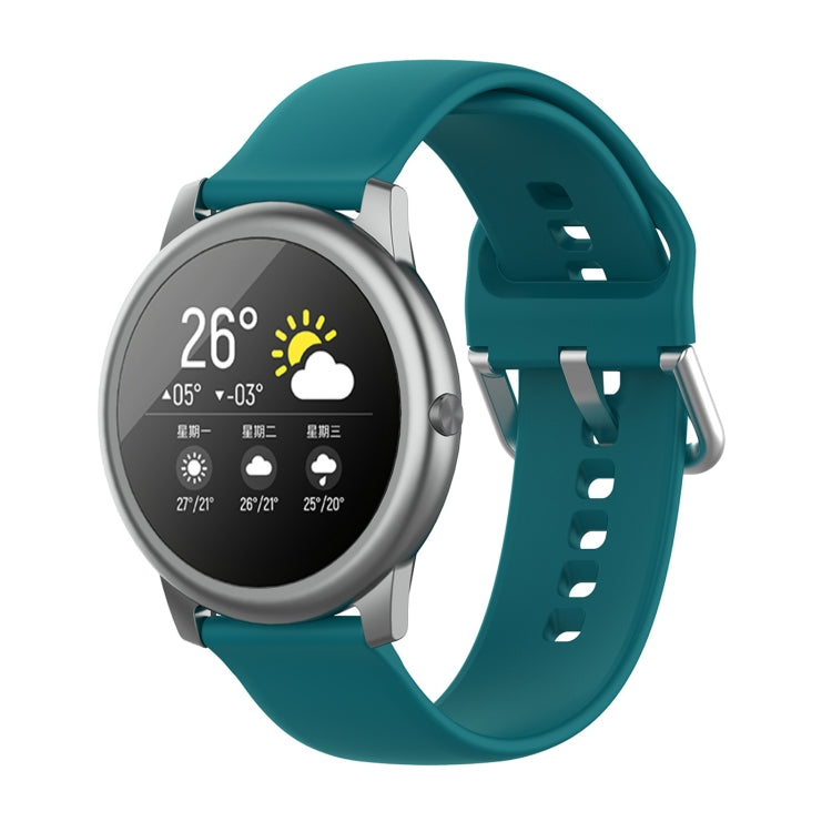 22mm silicone watch strap with silver buckle for Xiaomi Haylou Solar LS05, teal