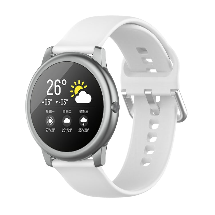Silicone 22mm watch strap with silver buckle, white, for Xiaomi Haylou Solar LS05