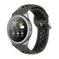 Silicone sport smartwatch strap, dark green perforated band with silver clasp