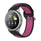 Two-tone silicone sports smartwatch strap, black and magenta, 22mm.