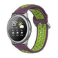 Two-tone silicone sports smartwatch strap, purple and green, 22mm.