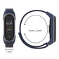 Navy nylon watch strap with smartwatch display and adjustable band size marking