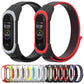 Multi-color nylon watch strap set shown with smartwatch displays
