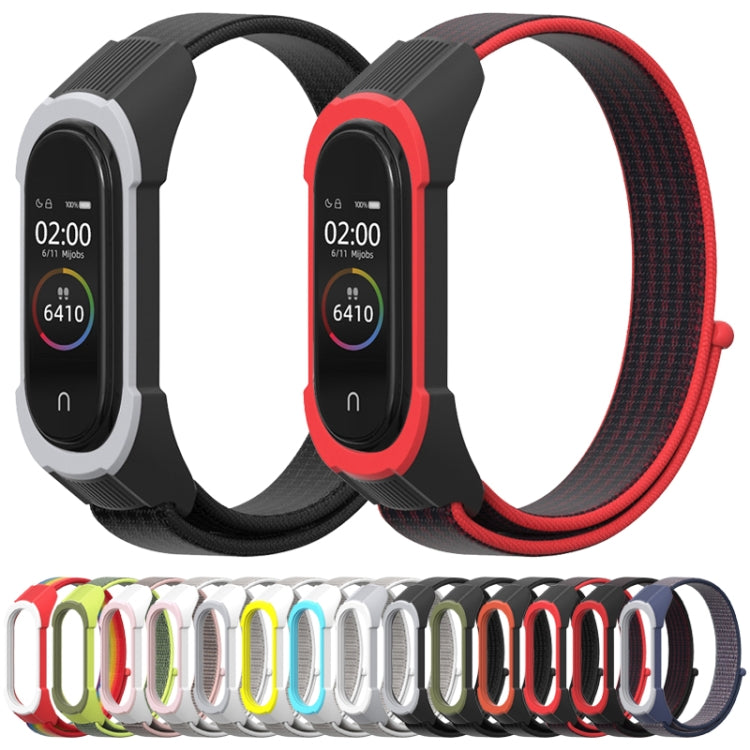 Multi-color nylon watch strap set shown with smartwatch displays