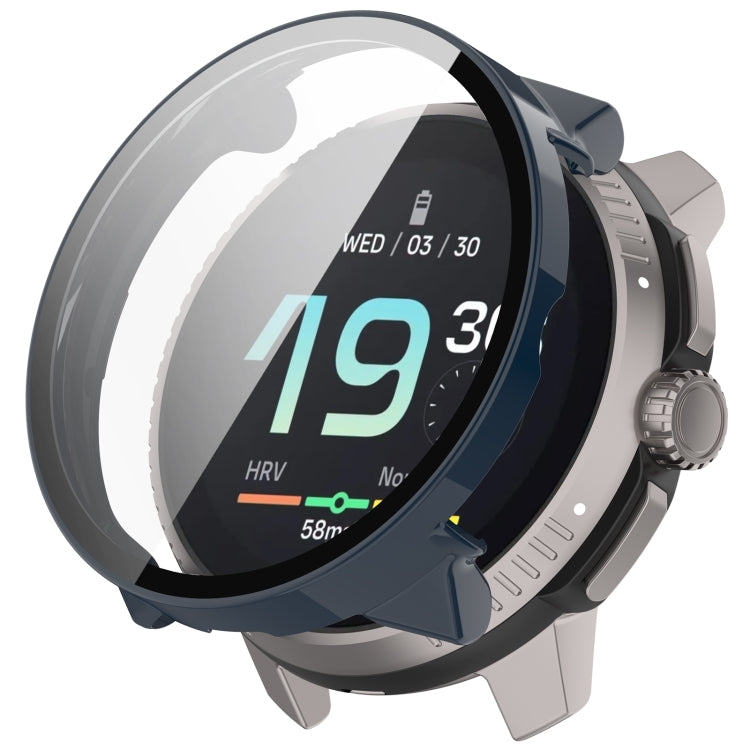 Dark blue protective watch case with integrated tempered glass screen protector for Suunto Race S