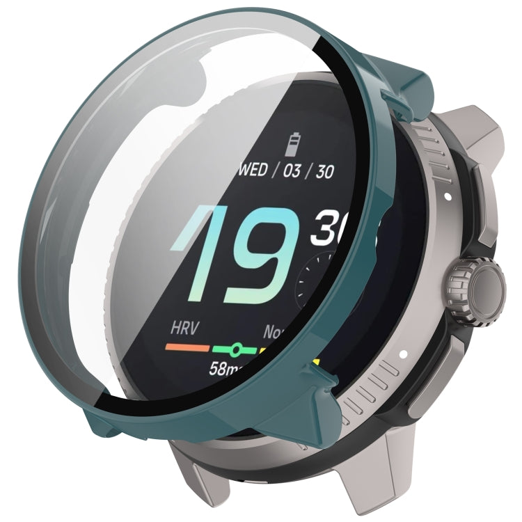 Pine green protective watch case with integrated tempered glass screen protector for Suunto Race S