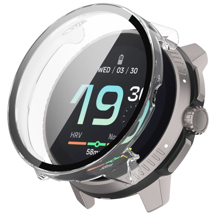 Clear protective watch case with integrated tempered glass screen protector for Suunto Race S