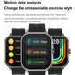 Black smartwatch displaying step count, calories, and exercise activity data