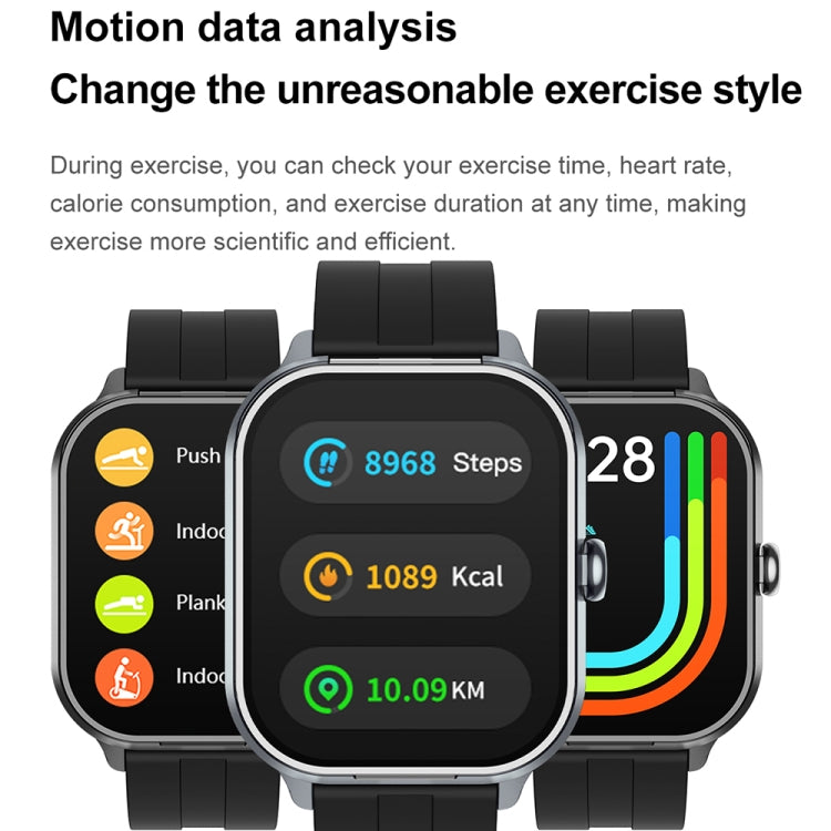 Black smartwatch displaying step count, calories, and exercise activity data