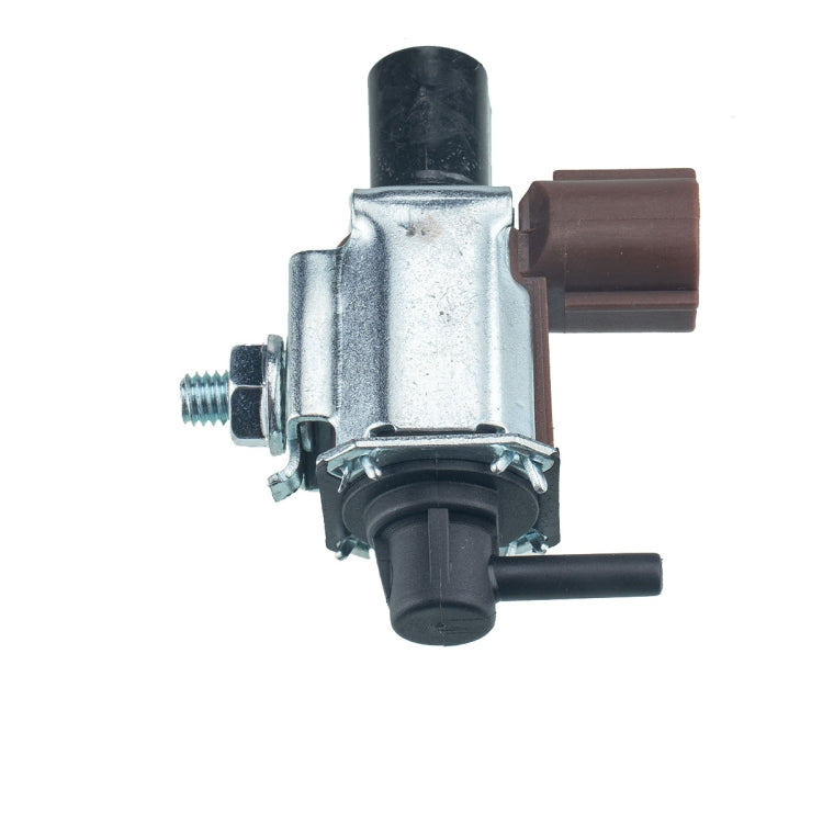 Auto vacuum solenoid valve, silver body with black hose outlet and brown connector