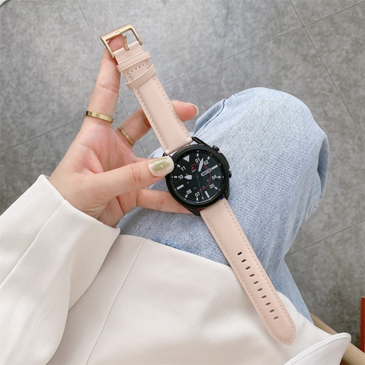 Genuine Leather Silver Buckle Replacement Strap Watchband, For Samsung Galaxy Watch3 45mm, For Samsung Galaxy Watch3 41mm