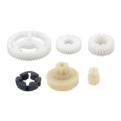 Power window regulator gear kit: white and tan plastic gears with small beige sleeve
