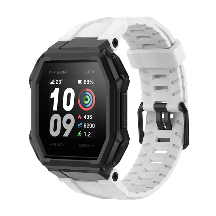 White silicone watch strap with rugged clasp and perforated vented links