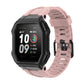 Pink silicone watch strap with sturdy buckle and vented perforations