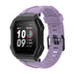 Light purple silicone watch strap with textured perforated links and buckle