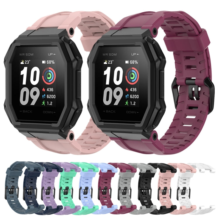 Silicone watch strap replacement band set, light pink and purple with adjustable holes
