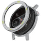 Metal watch bezel ring with raised numerals around a round smartwatch face