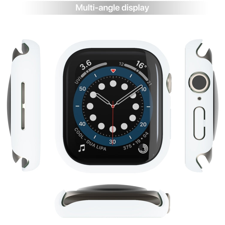 White Apple Watch case shown from front, sides, and bottom