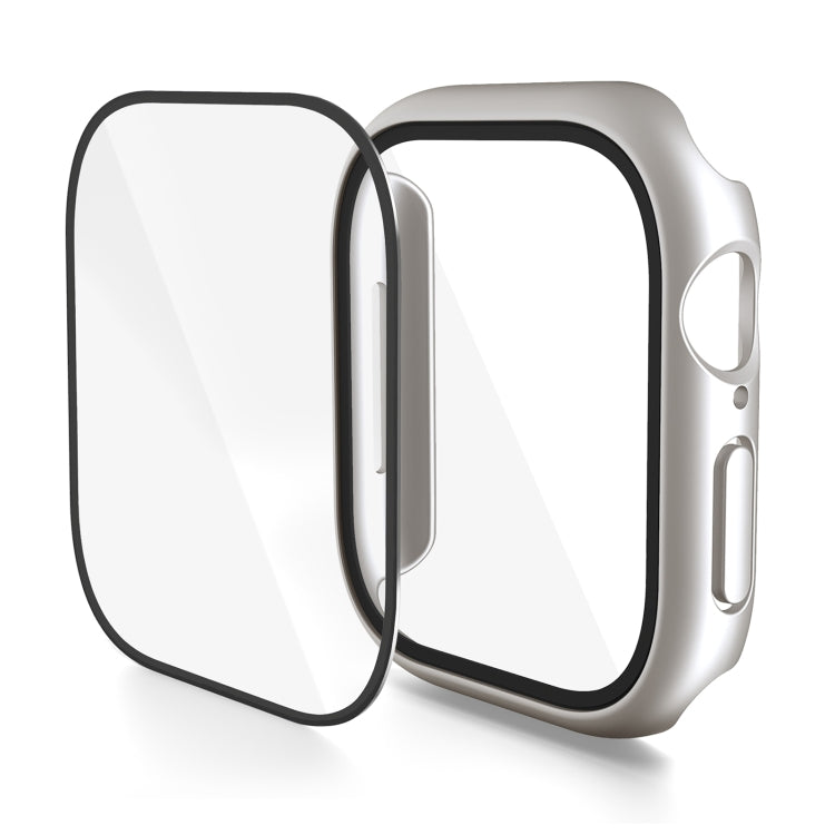 Apple Watch case with integrated screen protector in starlight silver