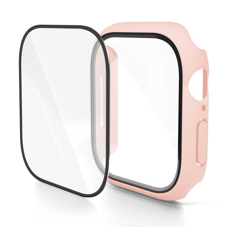 Apple Watch case with integrated screen protector, pale pink frame and black trim