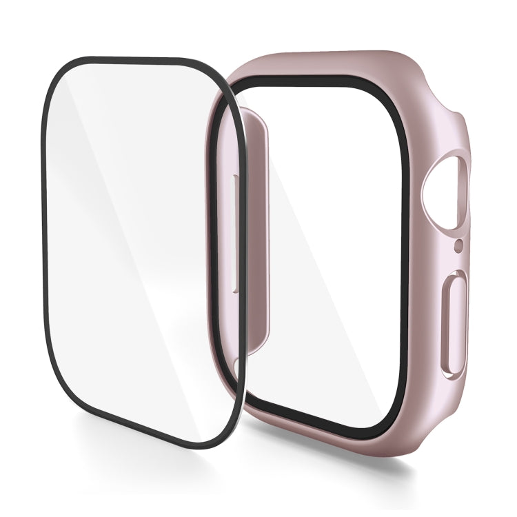 Apple Watch case with integrated screen protector, rose pink frame and black trim