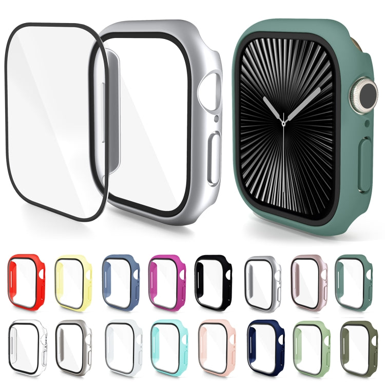 Apple Watch case with integrated screen protector, watch display, and assorted color options