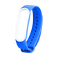 Two-tone TPE smartwatch strap for Mi Band 5, blue with white inner loop and watch holes.