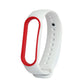 Two-tone TPE smartwatch strap for Mi Band 5, white with red inner loop and watch holes.