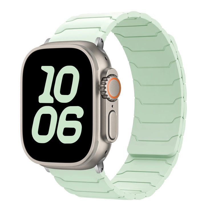 Light mint magnetic silicone watch band with segmented links
