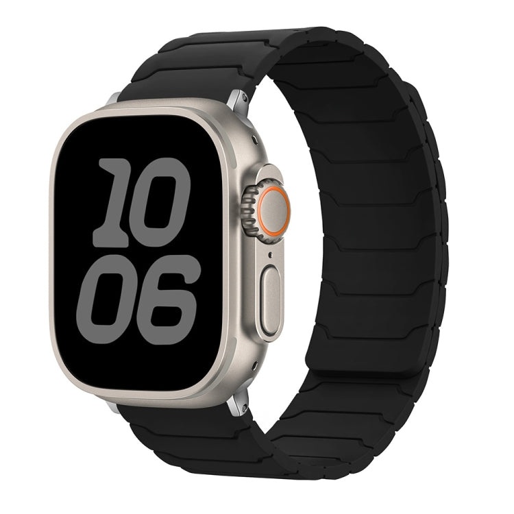 Black magnetic silicone watch band with segmented links