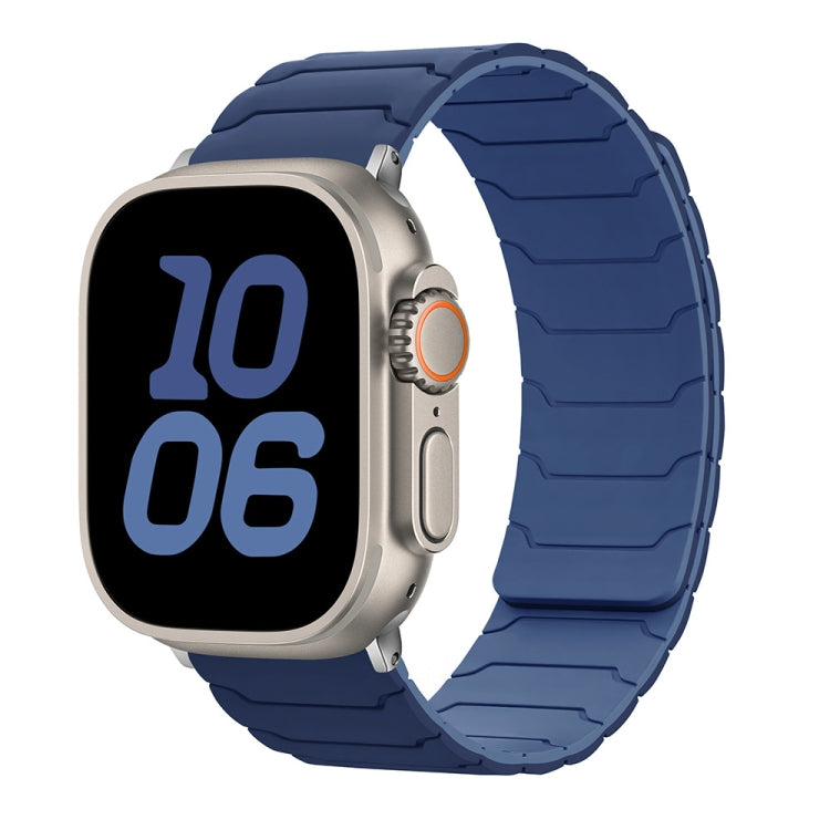 Dark navy blue magnetic silicone watch band with segmented links