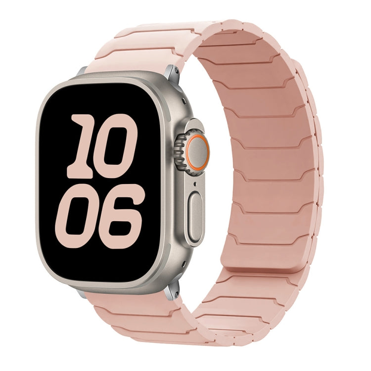 Apple Watch with a pink sand silicone band