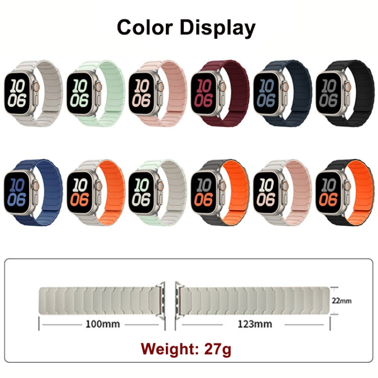 Magnetic silicone watch bands in assorted colors with band measurements
