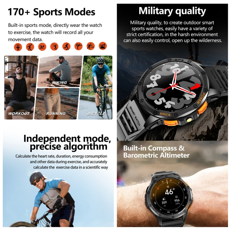 LEMFO K67 smartwatch shown with sports modes, compass, and altimeter features