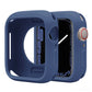 Blue silicone half-coverage Apple Watch case with raised edges and cutouts
