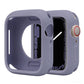 Lavender gray silicone half-coverage Apple Watch case with raised edges and button cover