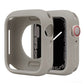 Taupe silicone half-coverage Apple Watch case with raised edges and button cover