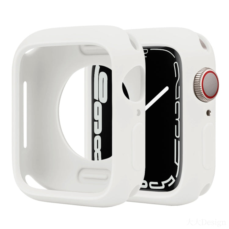 Half-coverage silicone Apple Watch case in white with a raised bezel and button covers